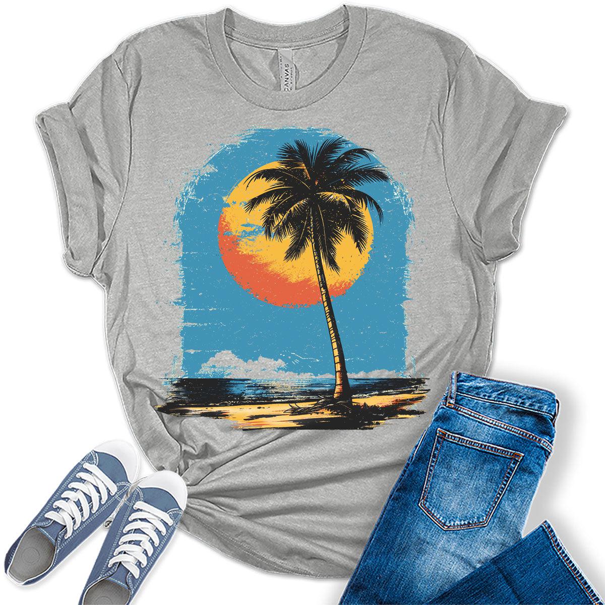 Beach Shirts for Women Trendy Summer Tops Vintage Plus Size Graphic Tees