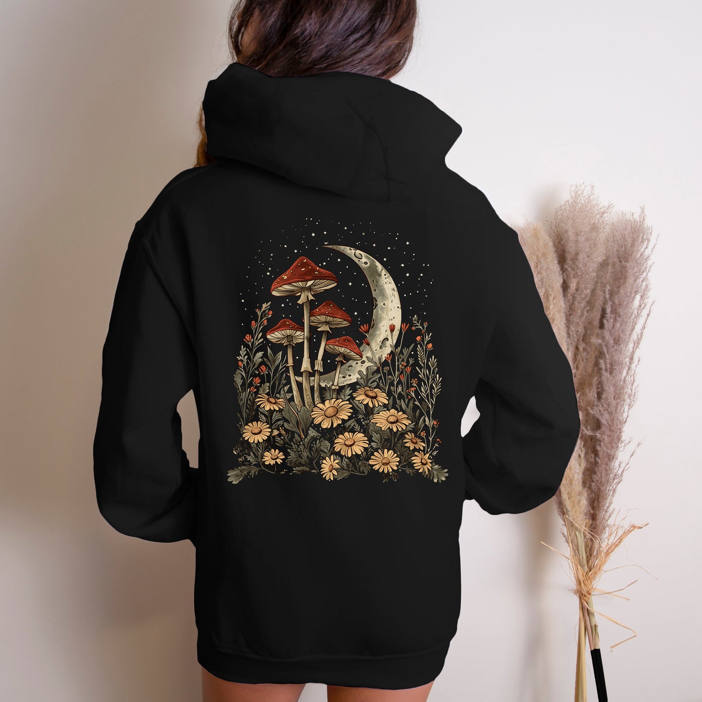 Cottagecore Mushroom Moon Front & Back Hoodie