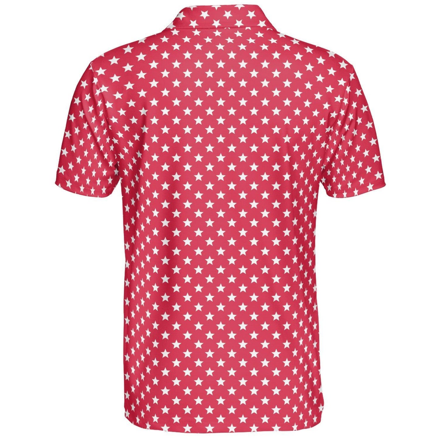 4th of July Red Polo Patriotic Golf Shirt for Men White Stars Moisture Wicking Summer Top