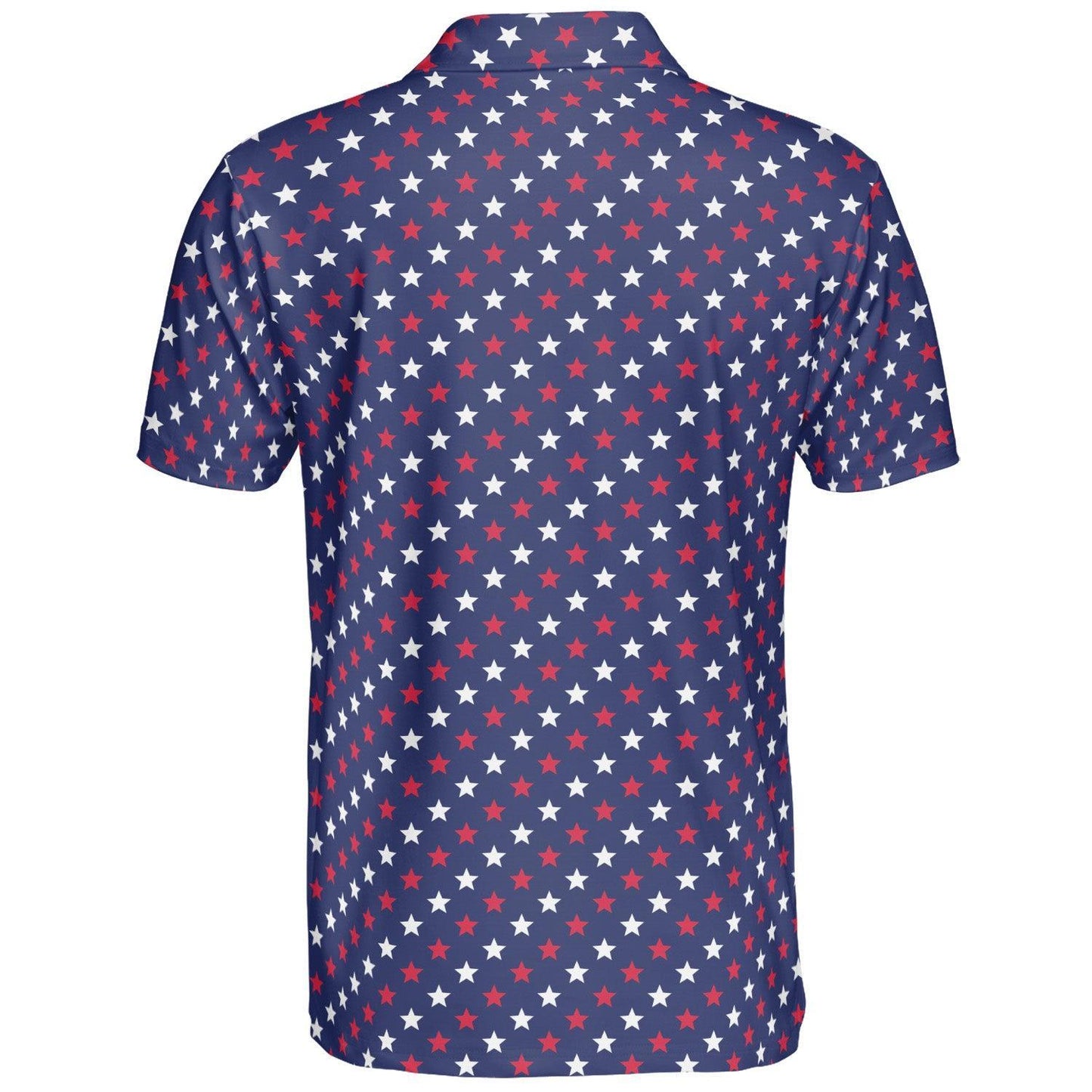 4th of July Blue Polo Patriotic Golf Shirt for Men Red and White Stars Moisture Wicking Summer Top