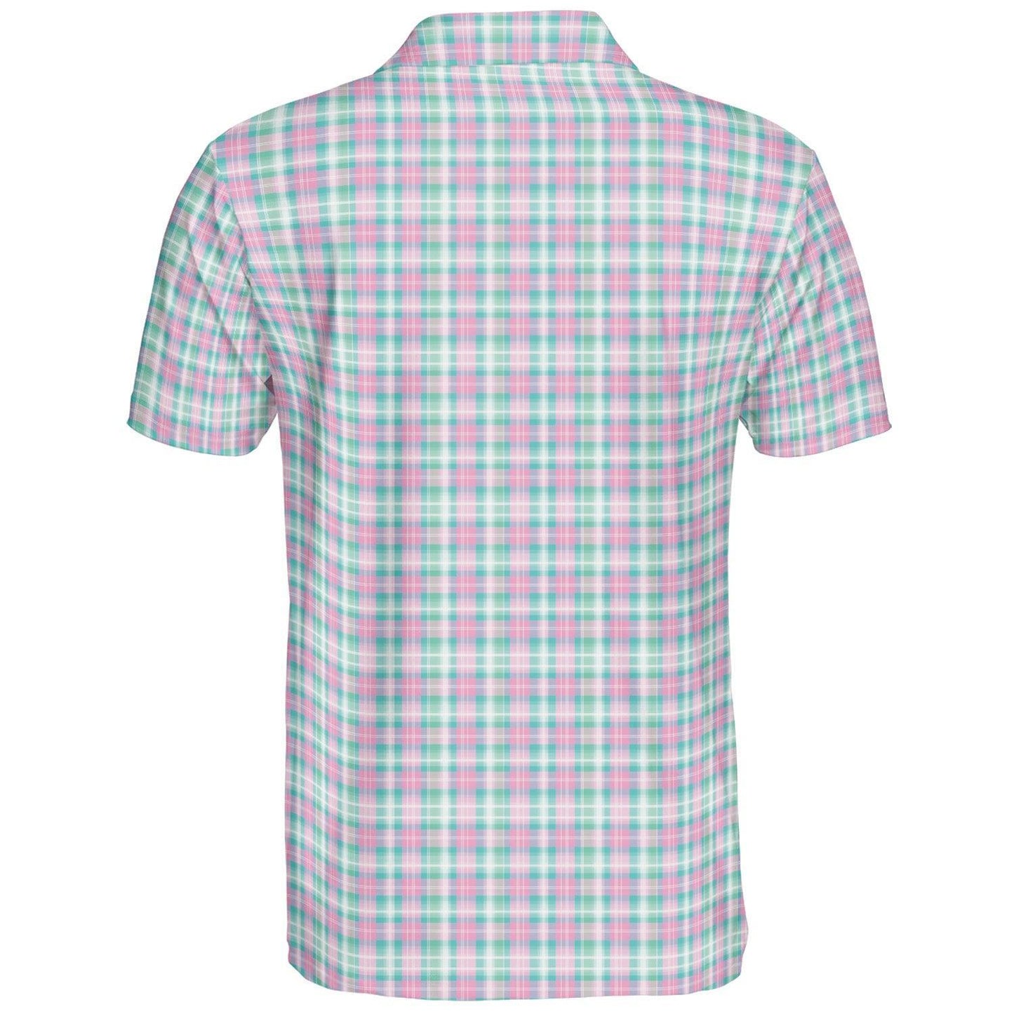 Easter Polo Golf Shirt for Men Pastel Plaid Spring Checkered Moisture Wicking Short Sleeve Top