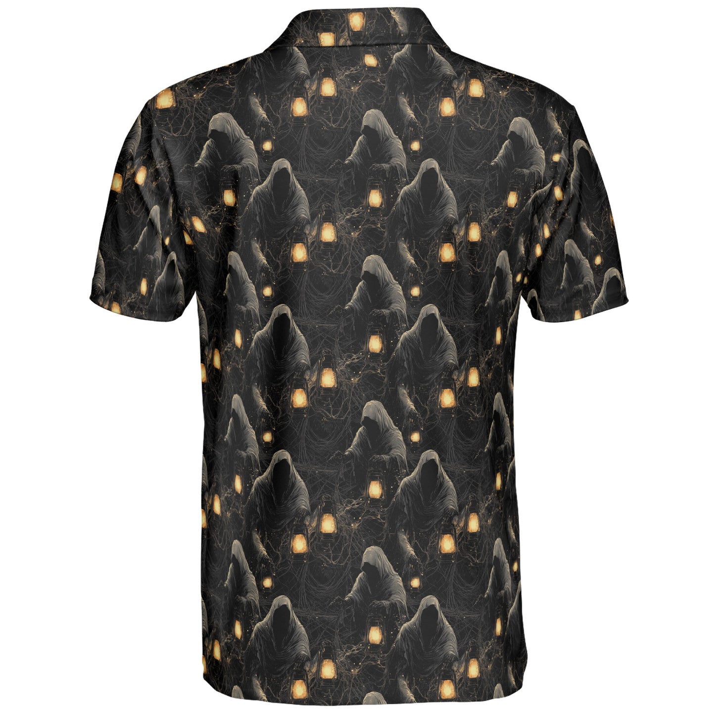 Grim Reaper Lantern Halloween Polo Shirt for Men Moisture Wicking Short Sleeve Golf Top