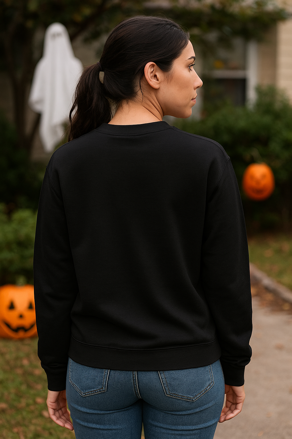 Spooky Season Crewneck Halloween Sweatshirt Womens Long Sleeve Graphic Print Sweater
