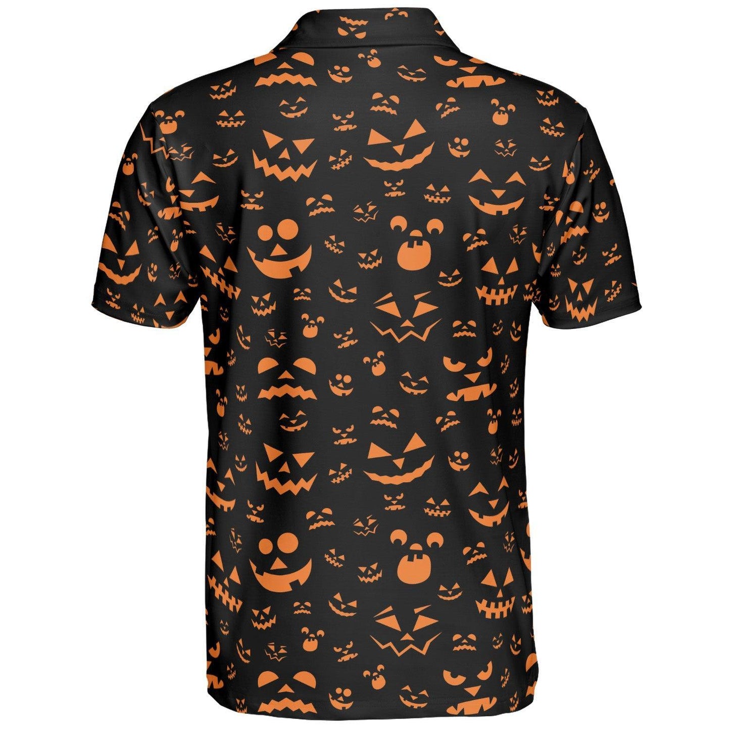 Halloween Jack O Lantern Polo Shirt for Men Black Orange Moisture Wicking Short Sleeve Golf Top