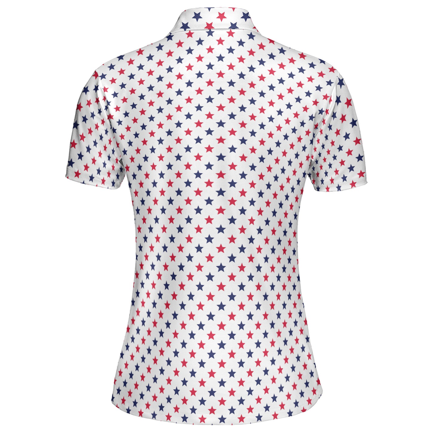 4th of July White Polo Patriotic Golf Shirt for Women Red and Blue Stars Moisture Wicking Summer Top