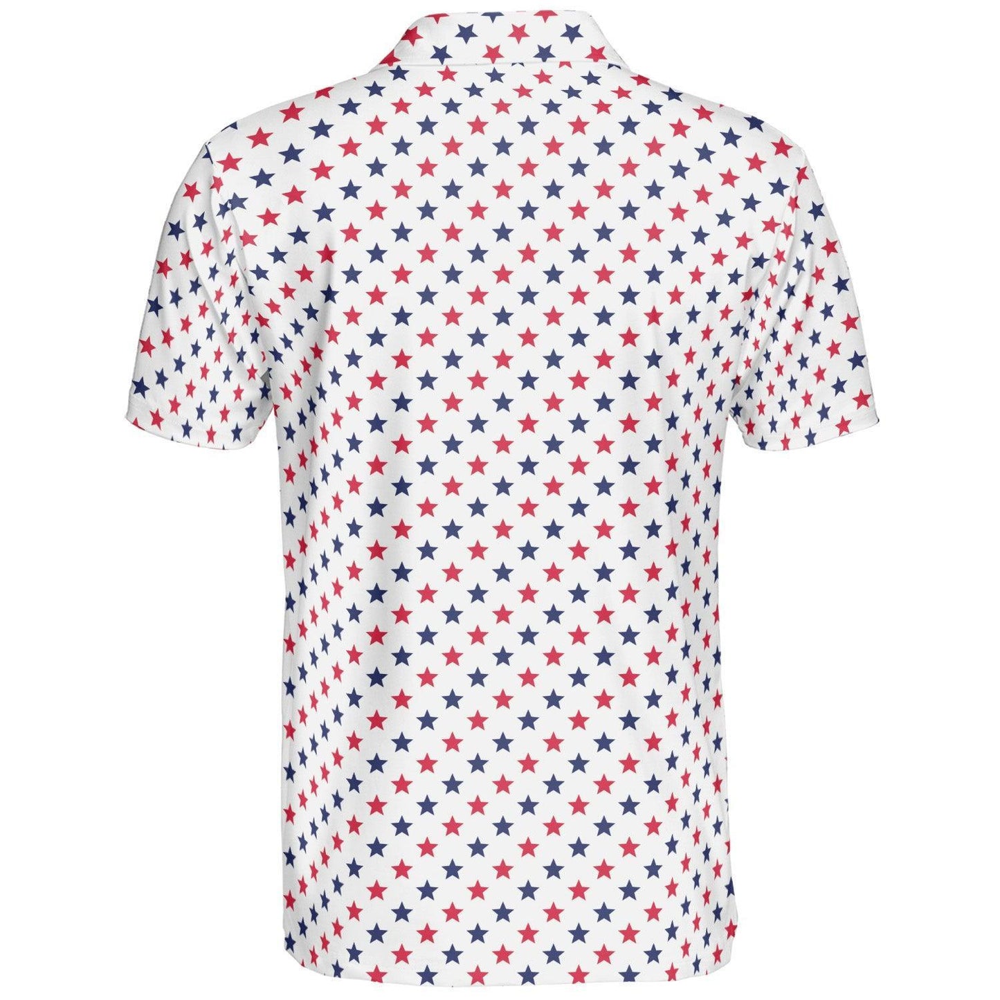 4th of July White Polo Patriotic Golf Shirt for Men Red and Blue Stars Moisture Wicking Summer Top