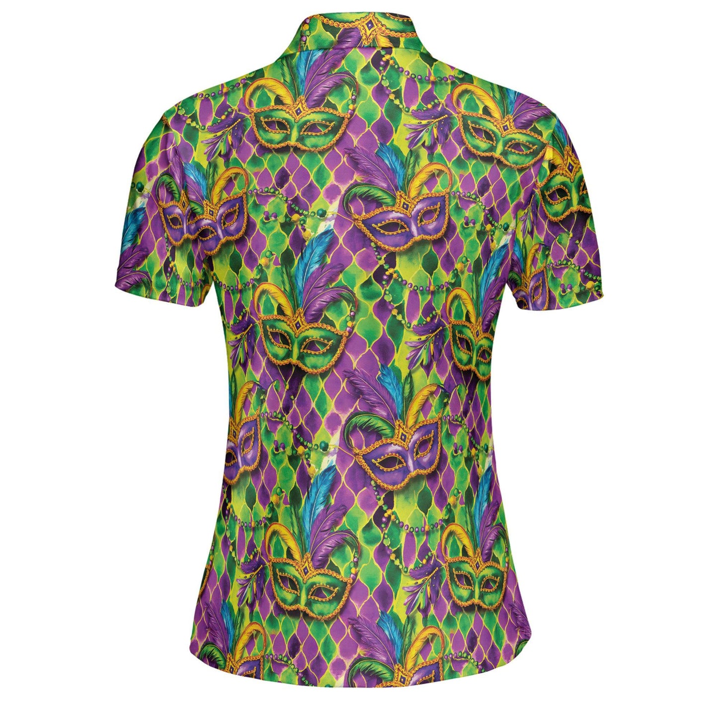 Mardi Gras Polo Shirts for Women Party Mask Shirt Moisture Wicking Short Sleeve Golf Shirt