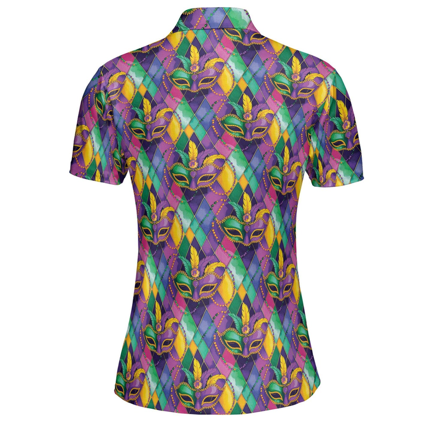 Mardi Gras Polo Shirts for Women Mask Party Shirt Moisture Wicking Short Sleeve Golf Shirt