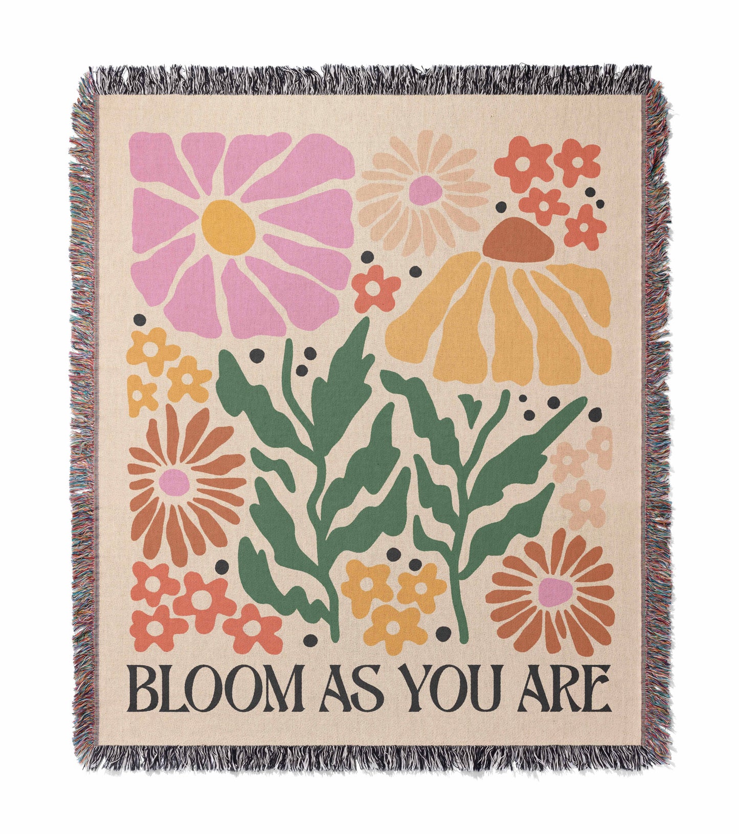 Bloom As You Are Trendy Floral 50" x 60" Gift Woven Jacquard Blanket