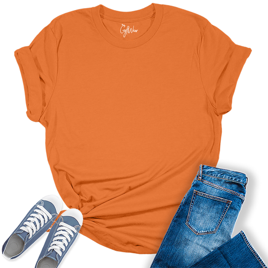 Womens Burnt Orange T Shirts Premium Casual Short Sleeve Shirts Oversized Summer Tops