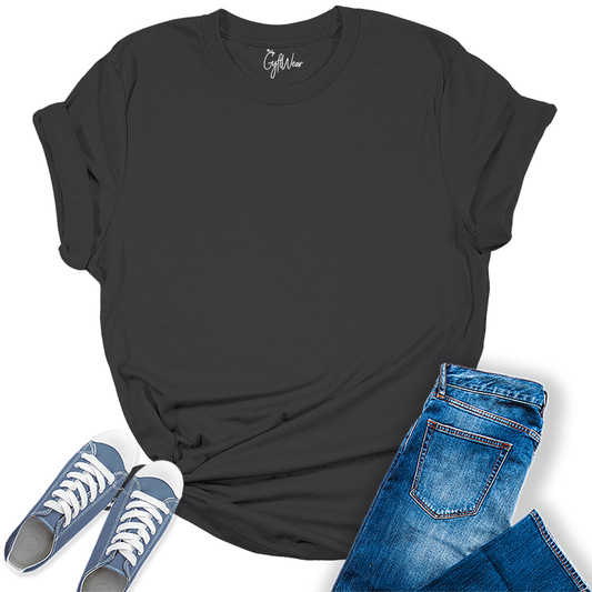 Womens Dark Grey T Shirts Premium Casual Short Sleeve Shirts Oversized Summer Tops