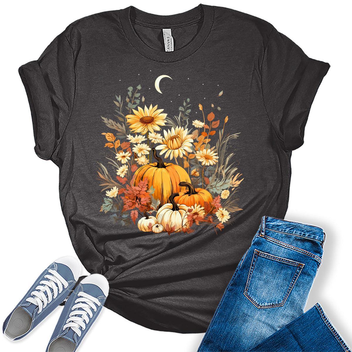 Women's Vintage Fall Boho Pumpkin Shirt