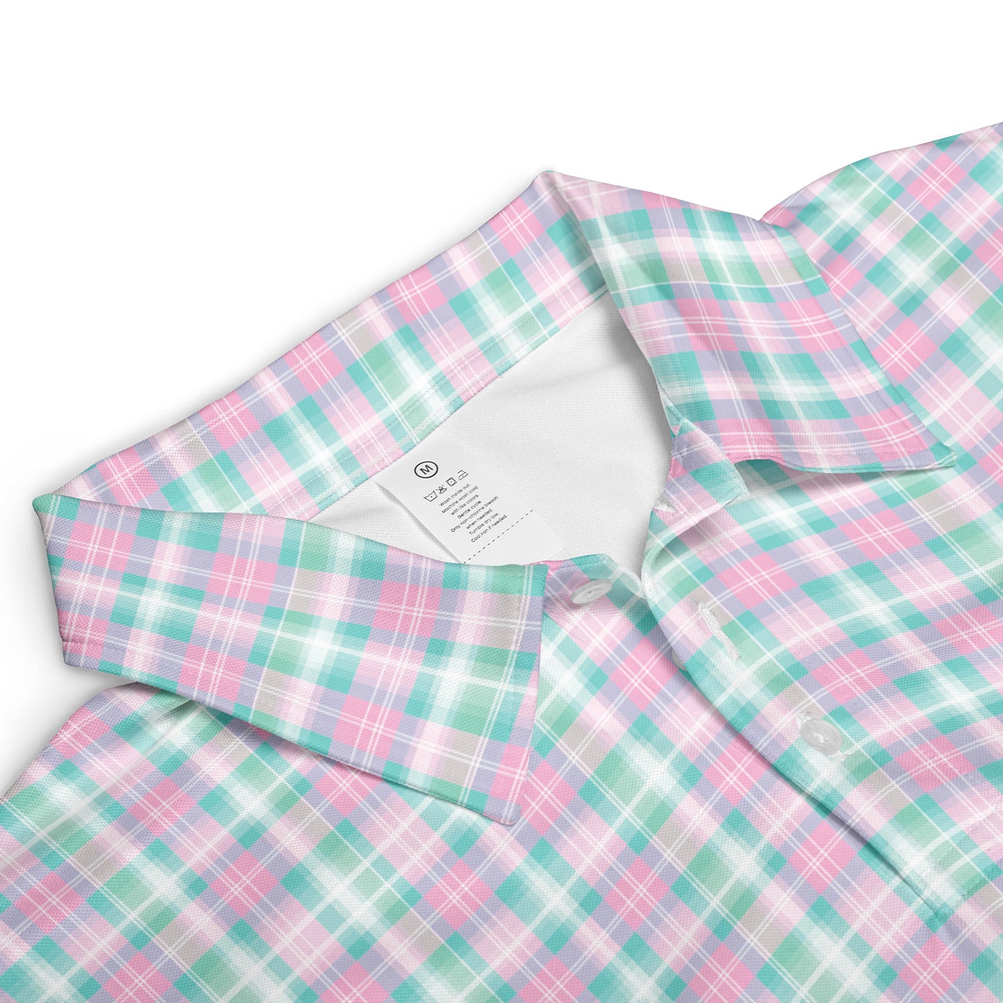 Easter Polo Golf Shirt for Men Pastel Plaid Spring Checkered Moisture Wicking Short Sleeve Top