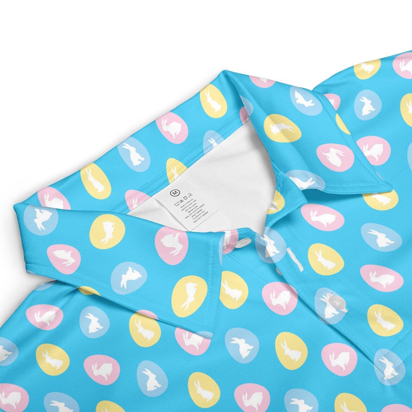 Easter Bunny Egg Polo Golf Shirt for Men Festive Moisture Wicking Short Sleeve Top