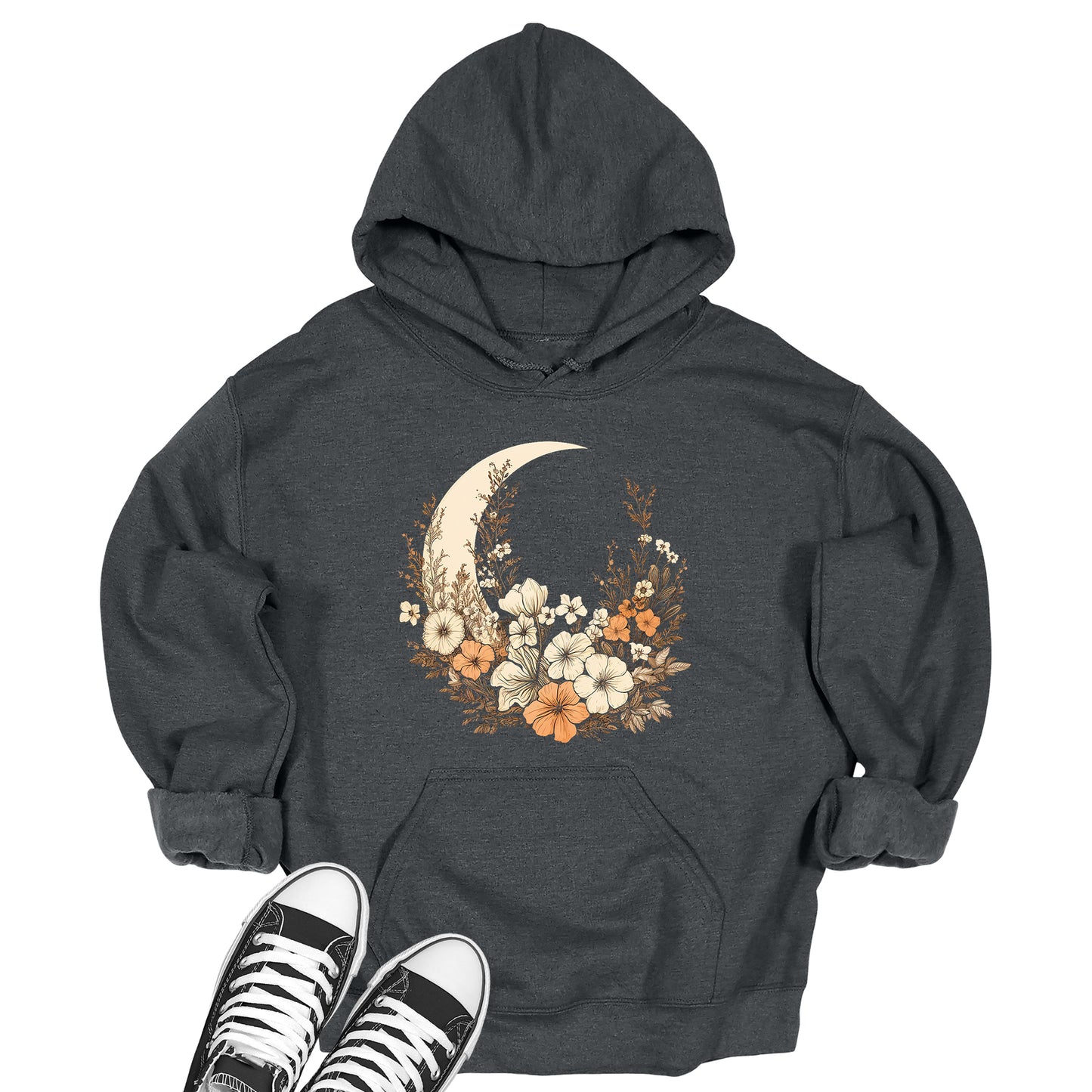 Crescent Moon Floral Hoodie