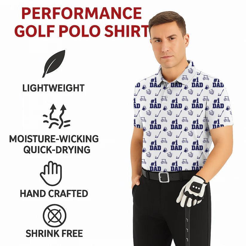 Men's Golf Polo Shirts Funny Dad Golf Shirts Moisture Wicking Gift Birthday for Dad Fathers Day T-Shirts