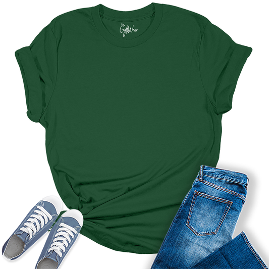 Womens Evergreen T Shirts Premium Casual Short Sleeve Shirts Oversized Summer Tops