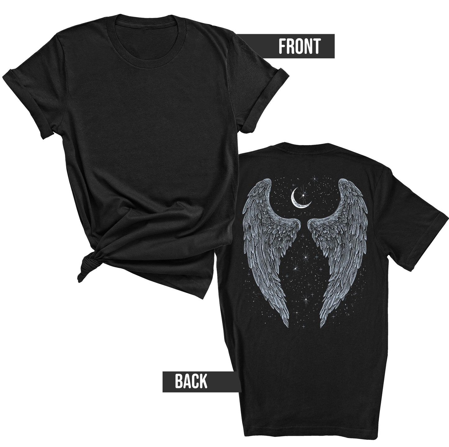 Angel Wings Shirt Aesthetic Graphic Tees for Women Moon Casual Bella Plus Sized Tops