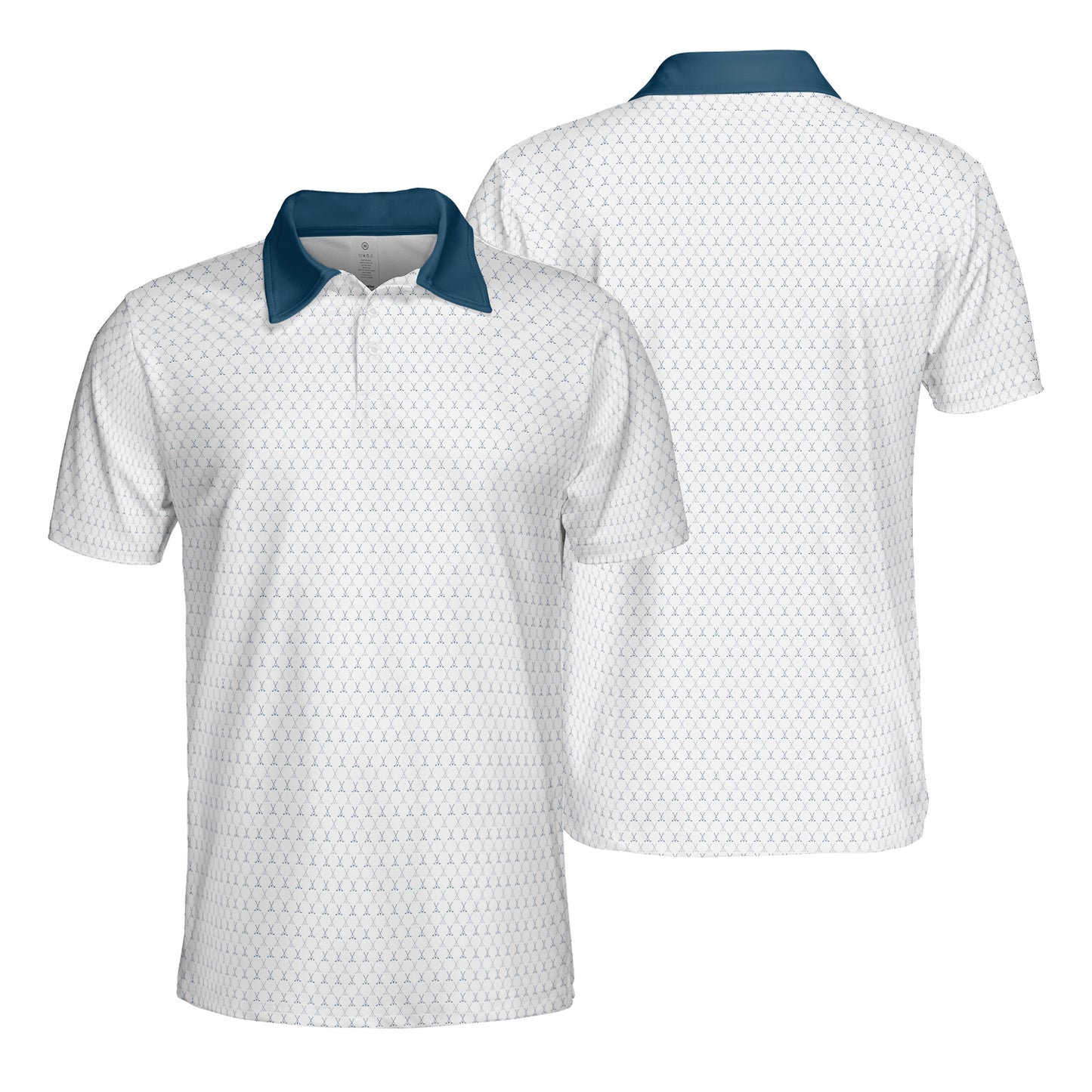 Golfer Polo Shirt for Men White Blue Moisture Wicking Short Sleeve Vacation Golf Top