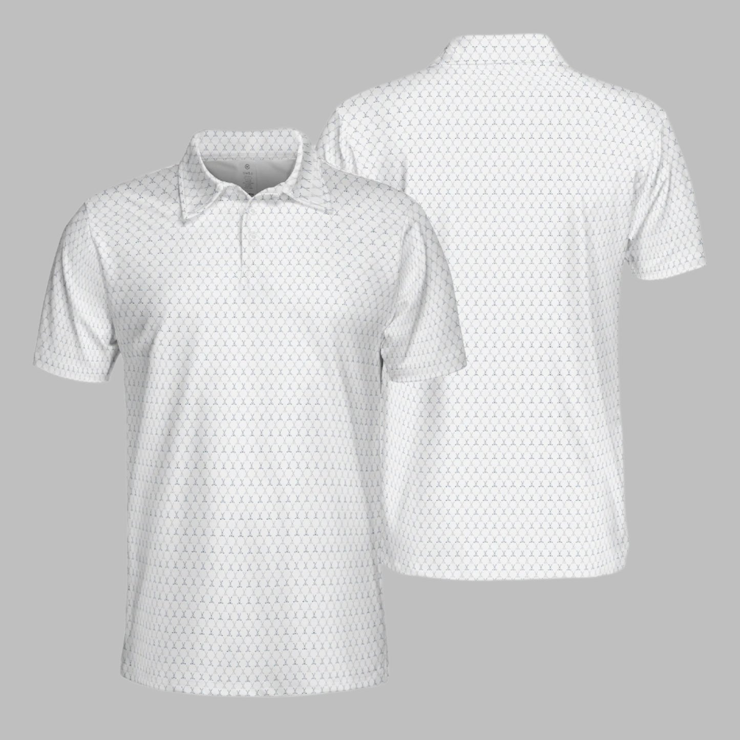 Golf Club Polo Shirt for Men White Navy Blue Moisture Wicking Short Sleeve Golf Top