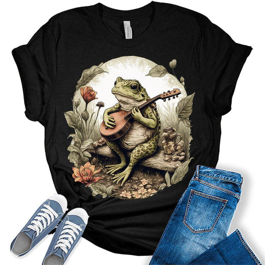 Frog Shirt Cute Cottagecore Clothing Graphic Tees for Women Vintage Aesthetic Clothes