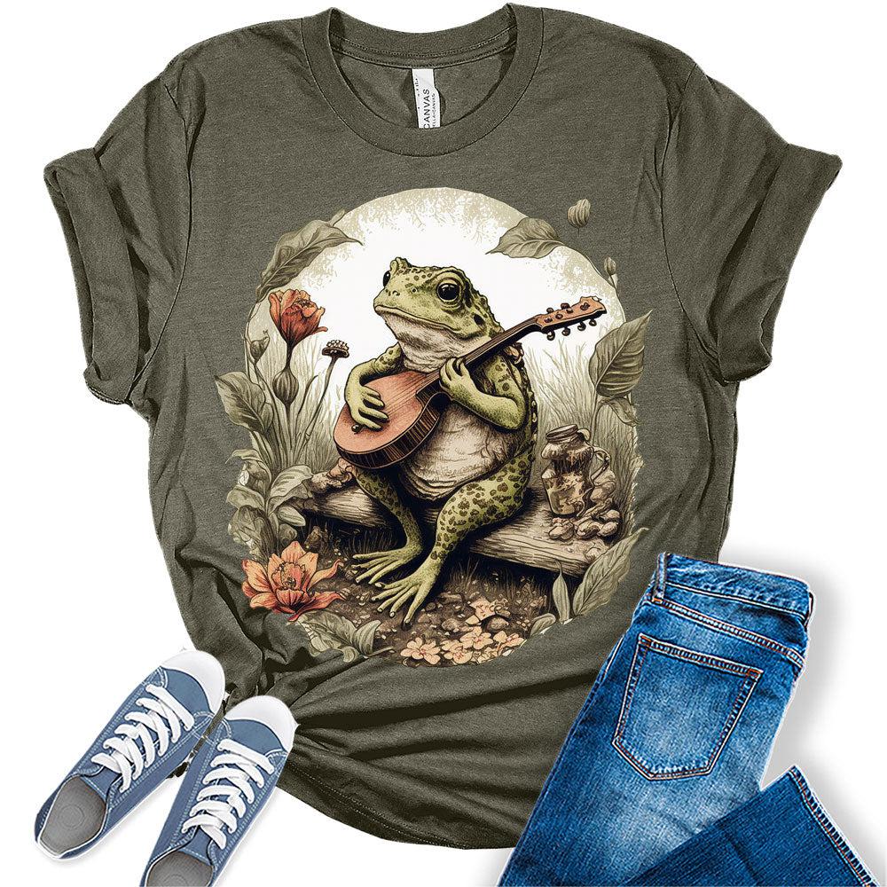 Frog Shirt Cute Cottagecore Clothing Graphic Tees for Women Vintage Aesthetic Clothes
