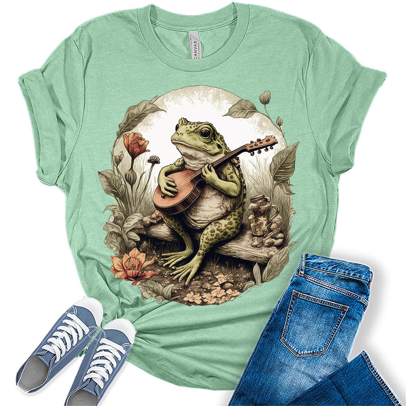 Frog Shirt Cute Cottagecore Clothing Graphic Tees for Women Vintage Aesthetic Clothes