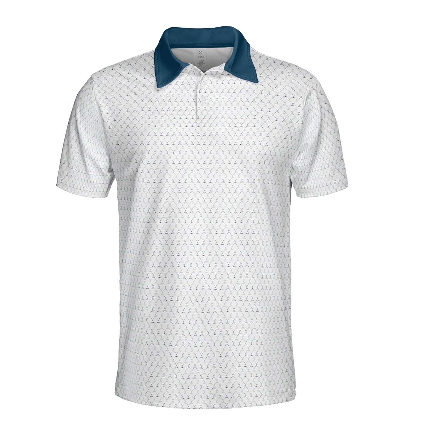 Golfer Polo Shirt for Men White Blue Moisture Wicking Short Sleeve Vacation Golf Top
