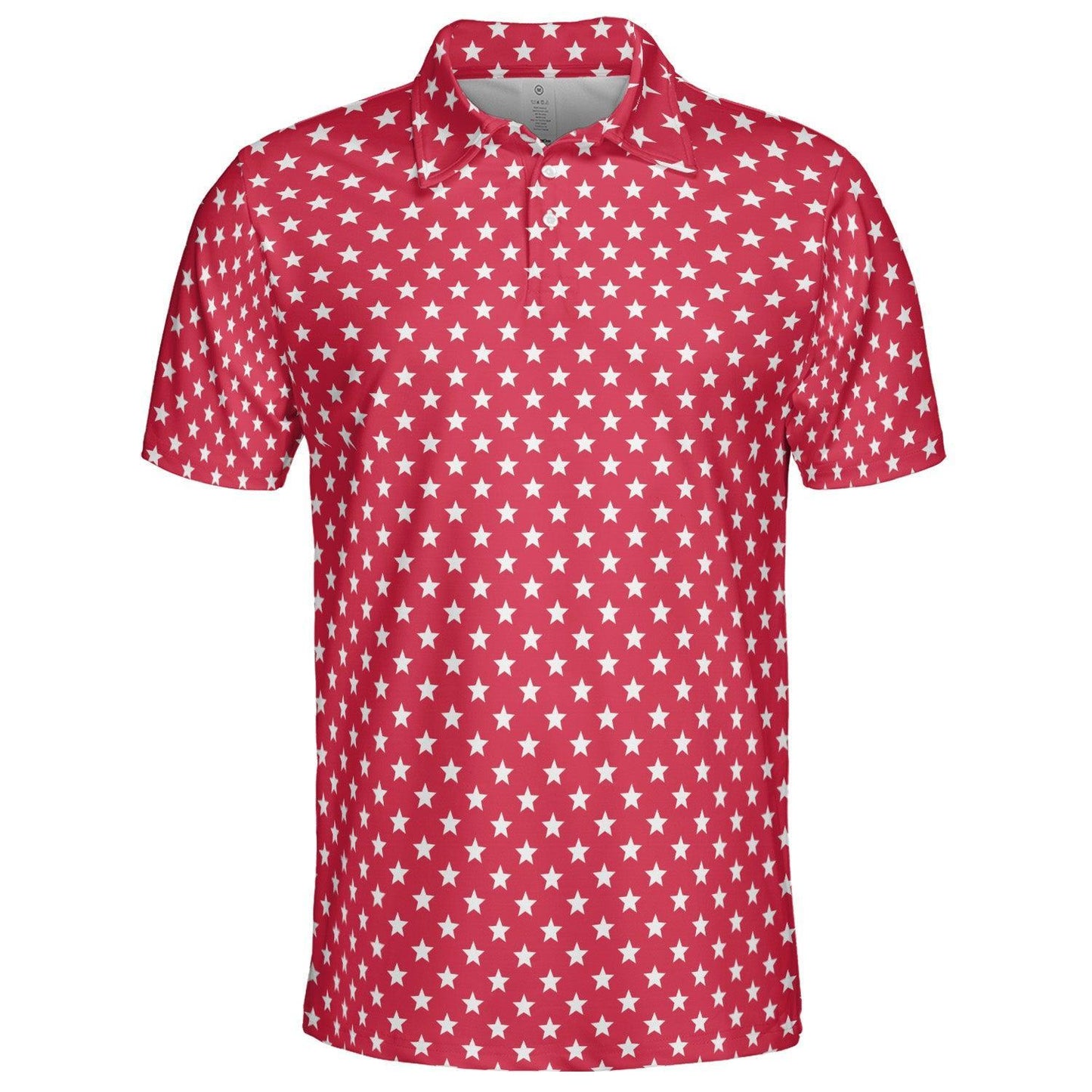 4th of July Red Polo Patriotic Golf Shirt for Men White Stars Moisture Wicking Summer Top