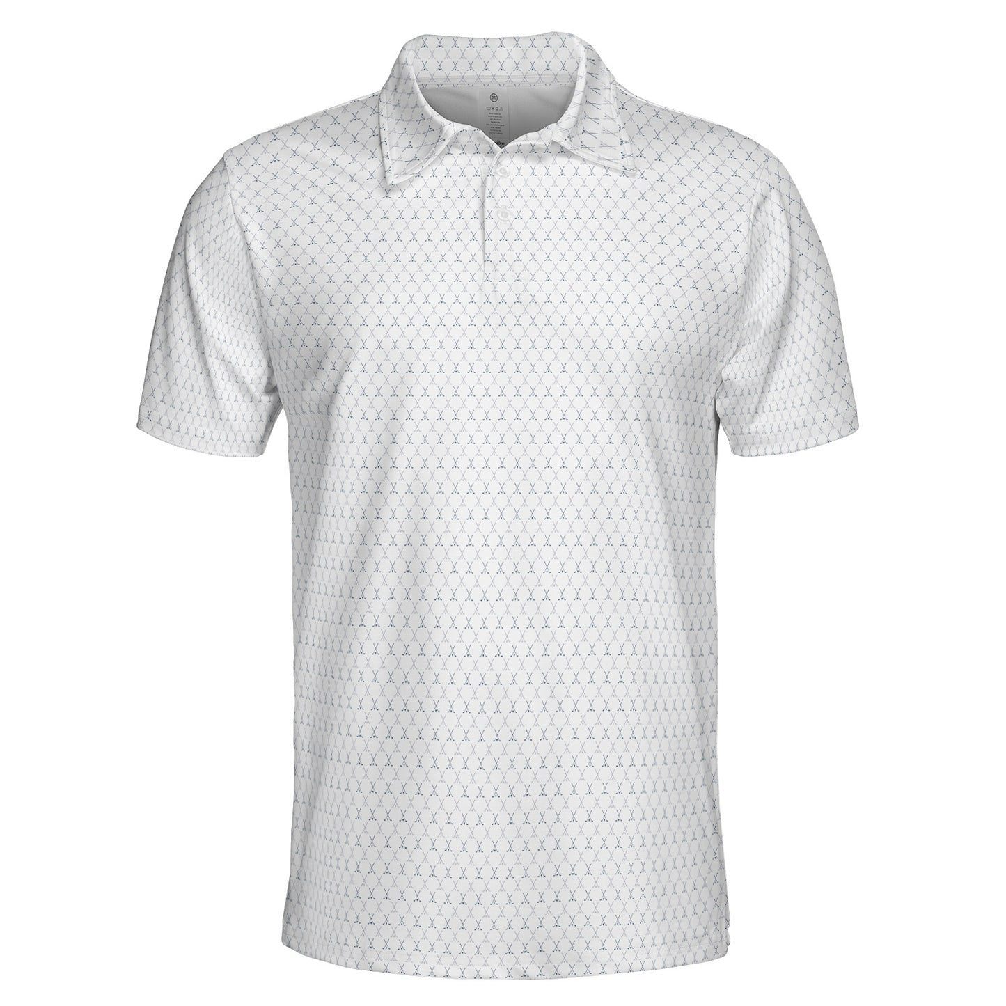 Golf Club Polo Shirt for Men White Navy Blue Moisture Wicking Short Sleeve Golf Top