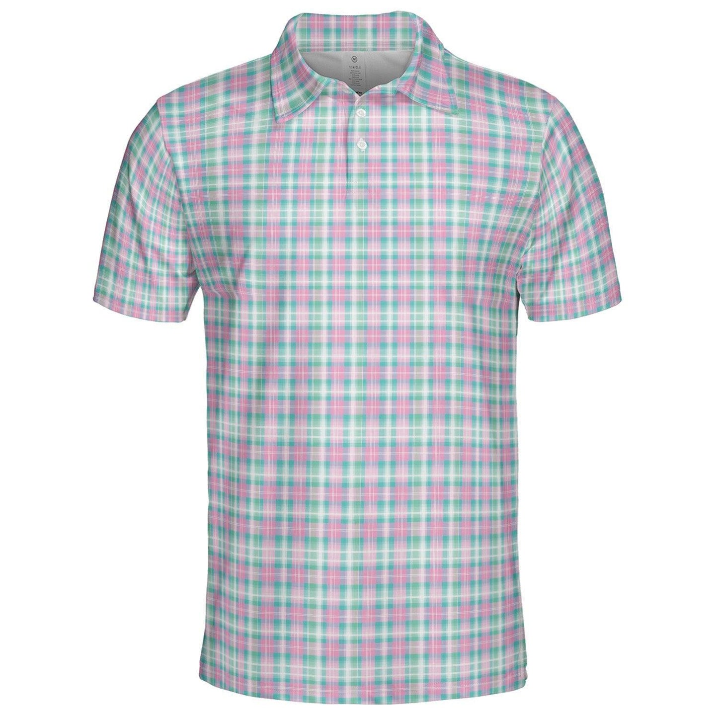 Easter Polo Golf Shirt for Men Pastel Plaid Spring Checkered Moisture Wicking Short Sleeve Top