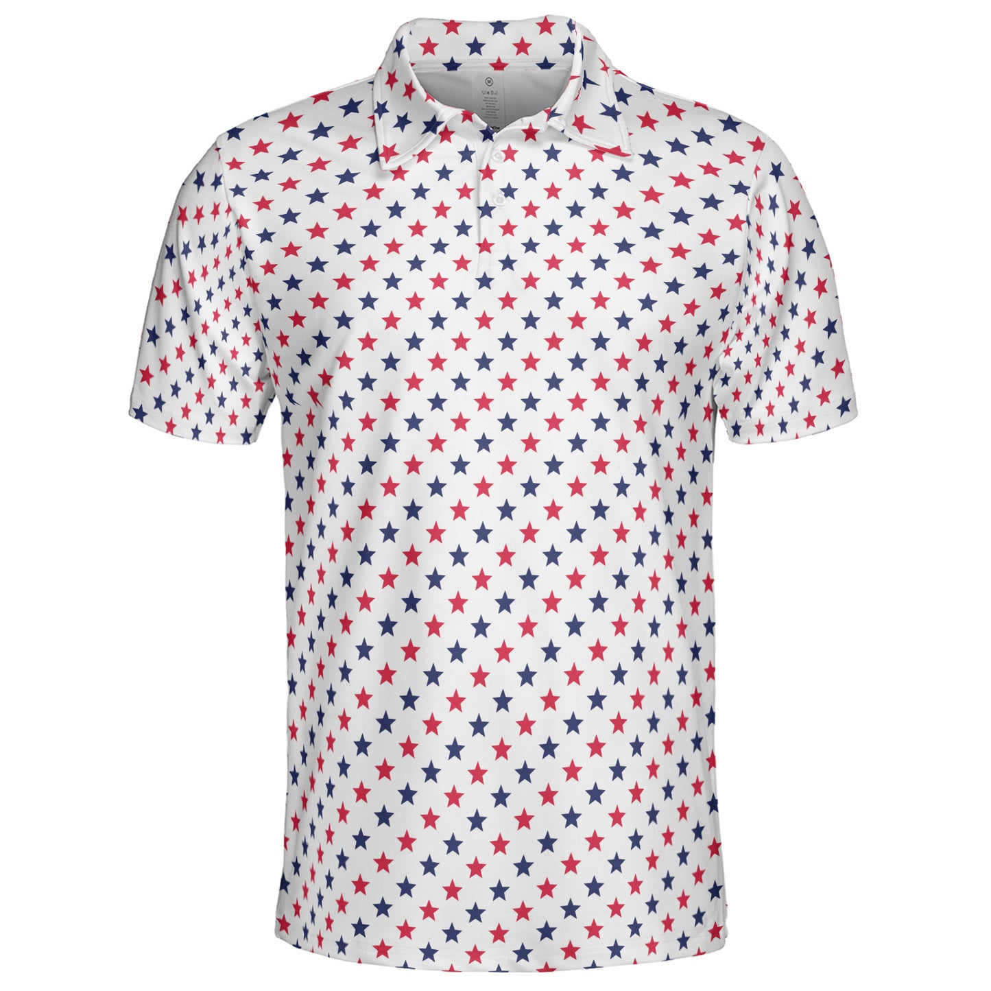 4th of July White Polo Patriotic Golf Shirt for Men Red and Blue Stars Moisture Wicking Summer Top
