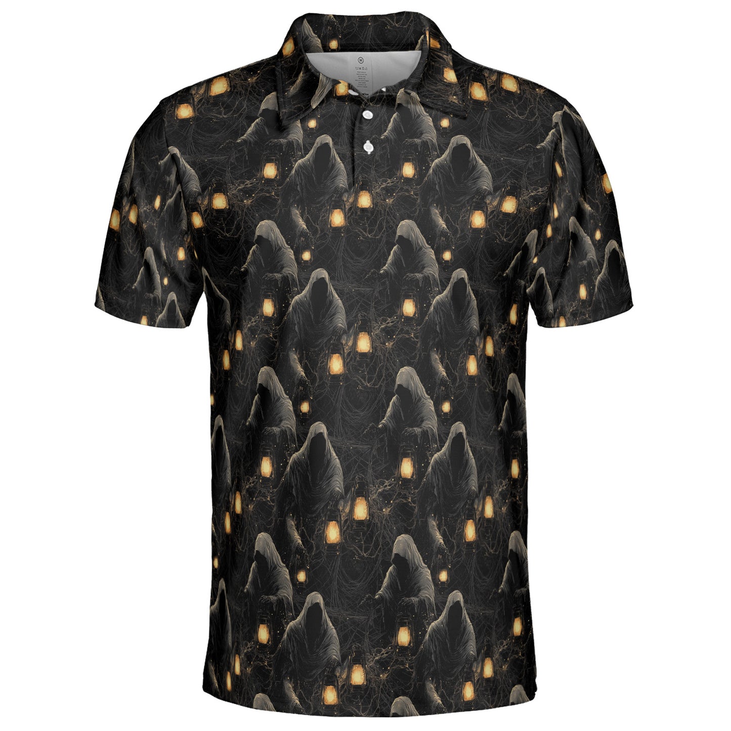 Grim Reaper Lantern Halloween Polo Shirt for Men Moisture Wicking Short Sleeve Golf Top