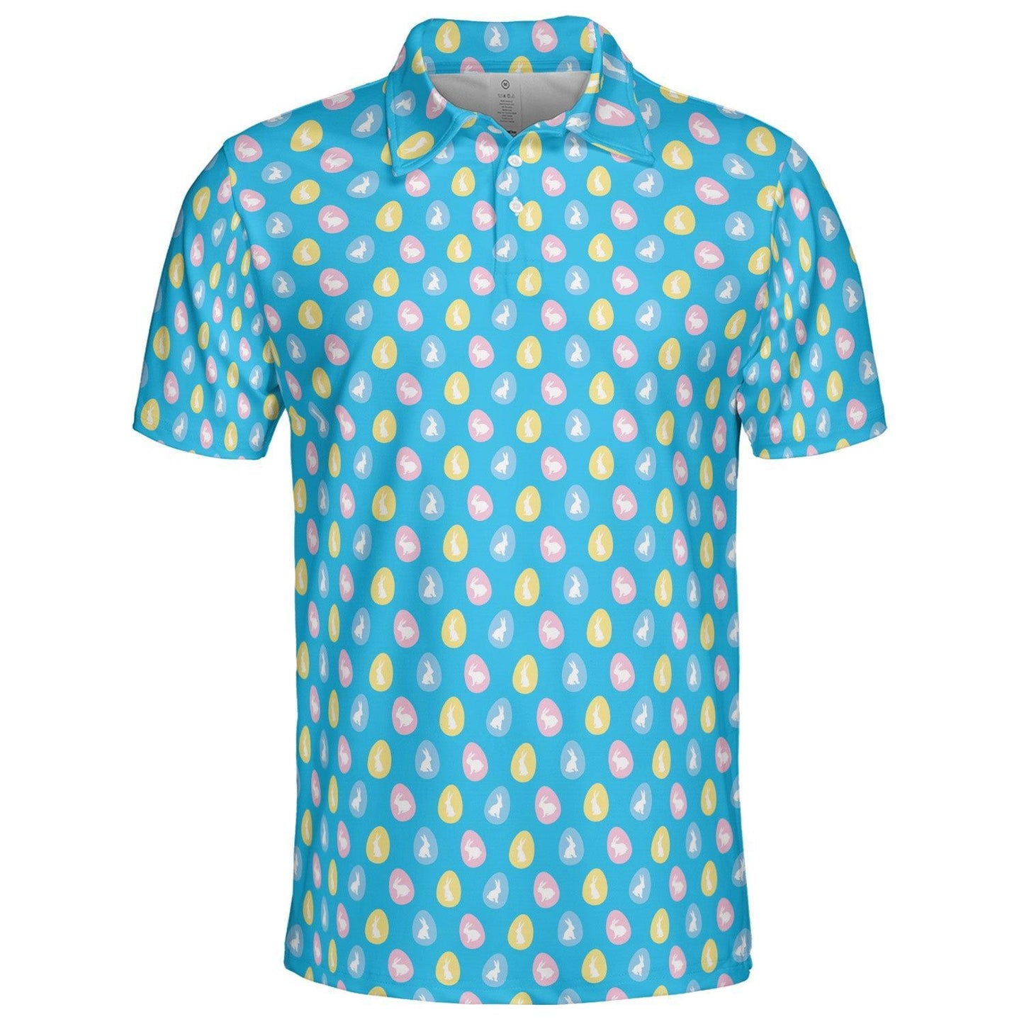 Easter Bunny Egg Polo Golf Shirt for Men Festive Moisture Wicking Short Sleeve Top
