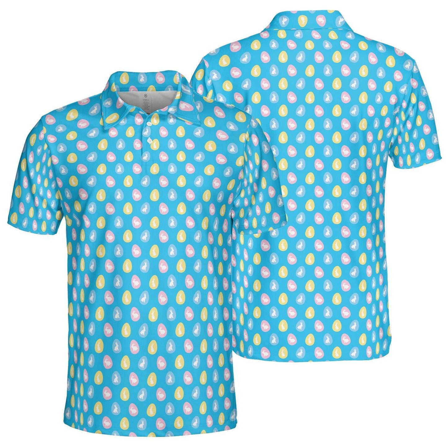 Easter Bunny Egg Polo Golf Shirt for Men Festive Moisture Wicking Short Sleeve Top