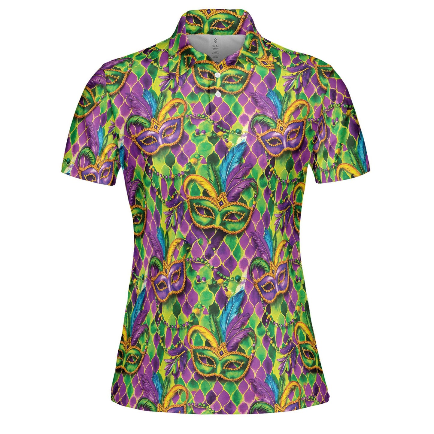 Mardi Gras Polo Shirts for Women Party Mask Shirt Moisture Wicking Short Sleeve Golf Shirt