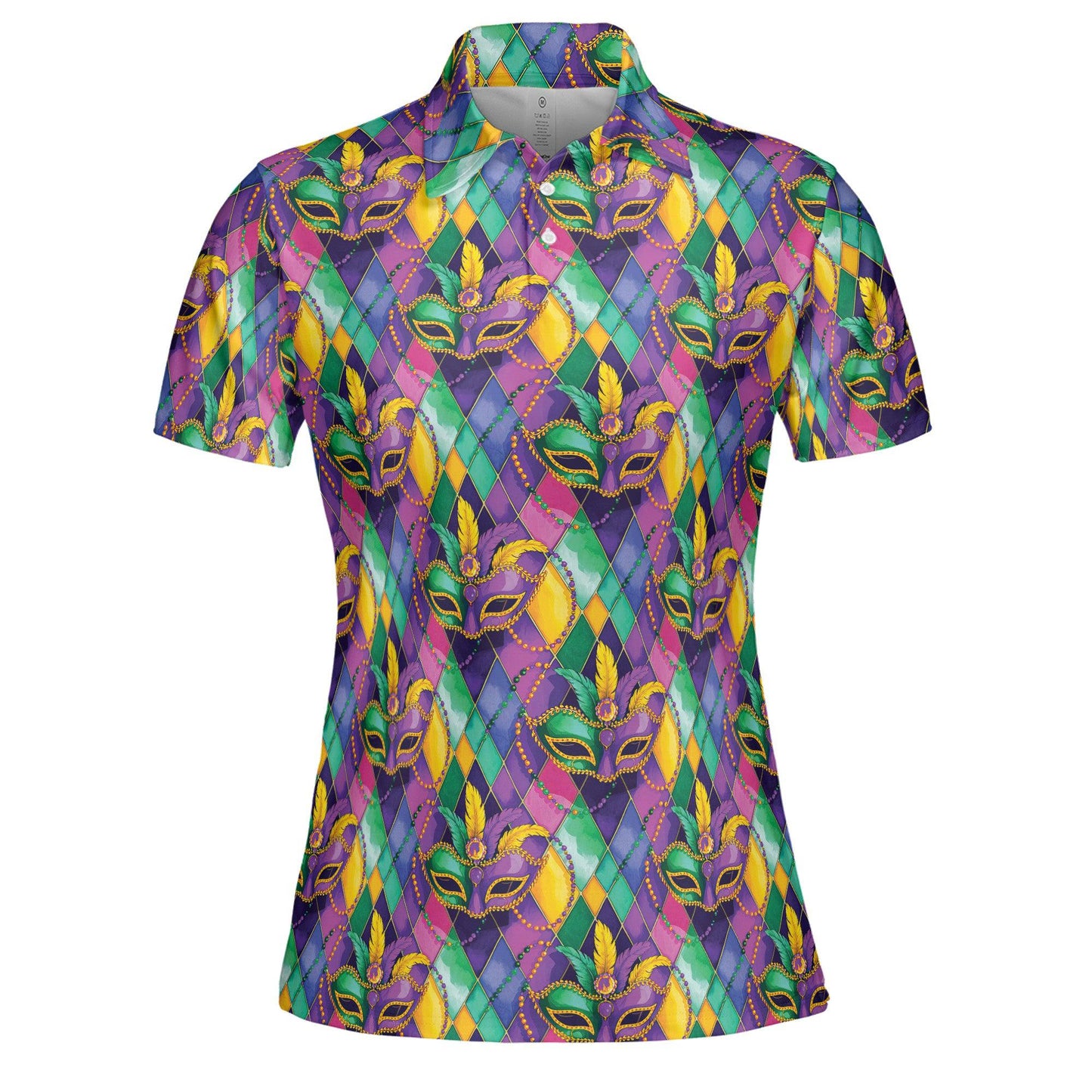 Mardi Gras Polo Shirts for Women Mask Party Shirt Moisture Wicking Short Sleeve Golf Shirt