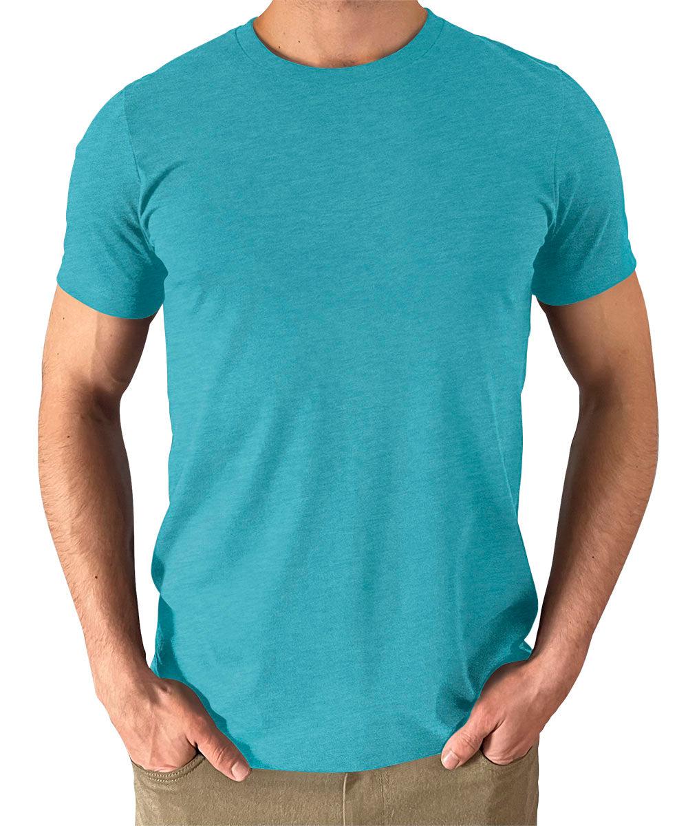Men's Heather Aqua T Shirts Premium Casual Short Sleeve Classic Fit Crew Neck Shirts