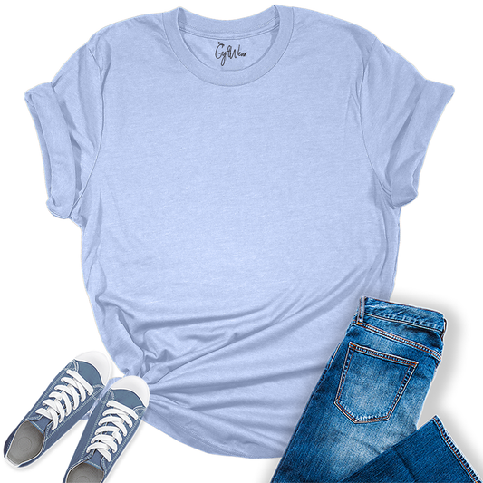 Womens Heather Blue T Shirts Premium Casual Short Sleeve Shirts Oversized Summer Tops