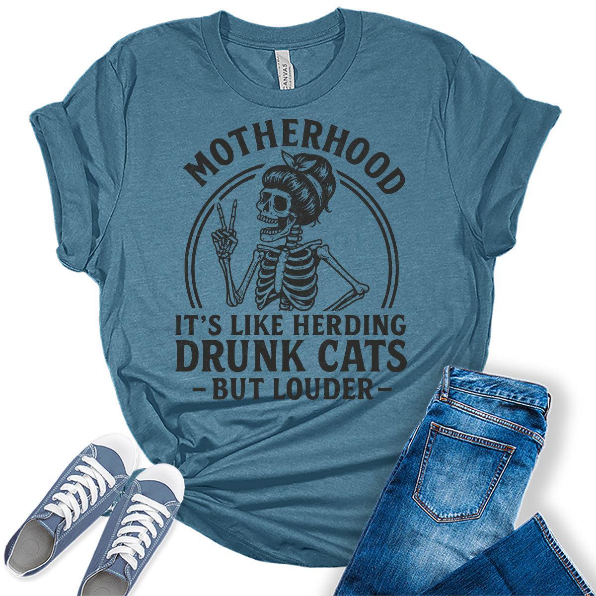 Mom Shirt Funny Womens Motherhood Graphic Tees Bella Plus Size Casual Tops