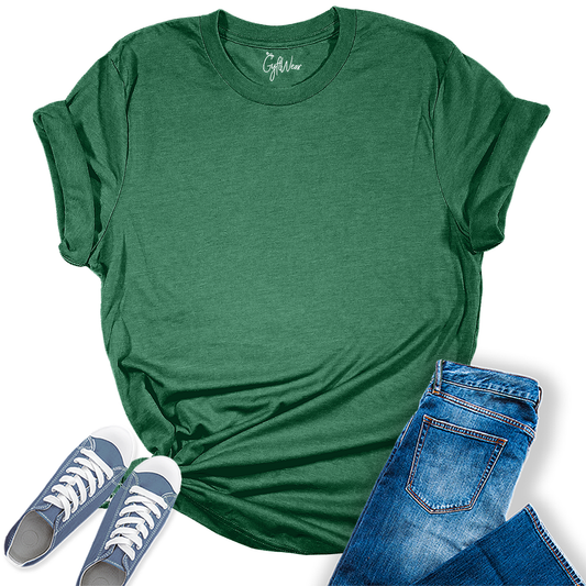 Womens Heather Grass Green T Shirts Premium Casual Short Sleeve Shirts Oversized Summer Tops