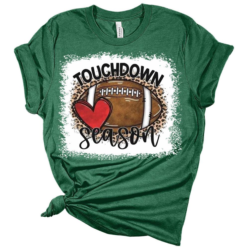 Football Shirts for Women Touchdown Season Tshirt Cute Leopard Bleach Print Fall Graphic Tees
