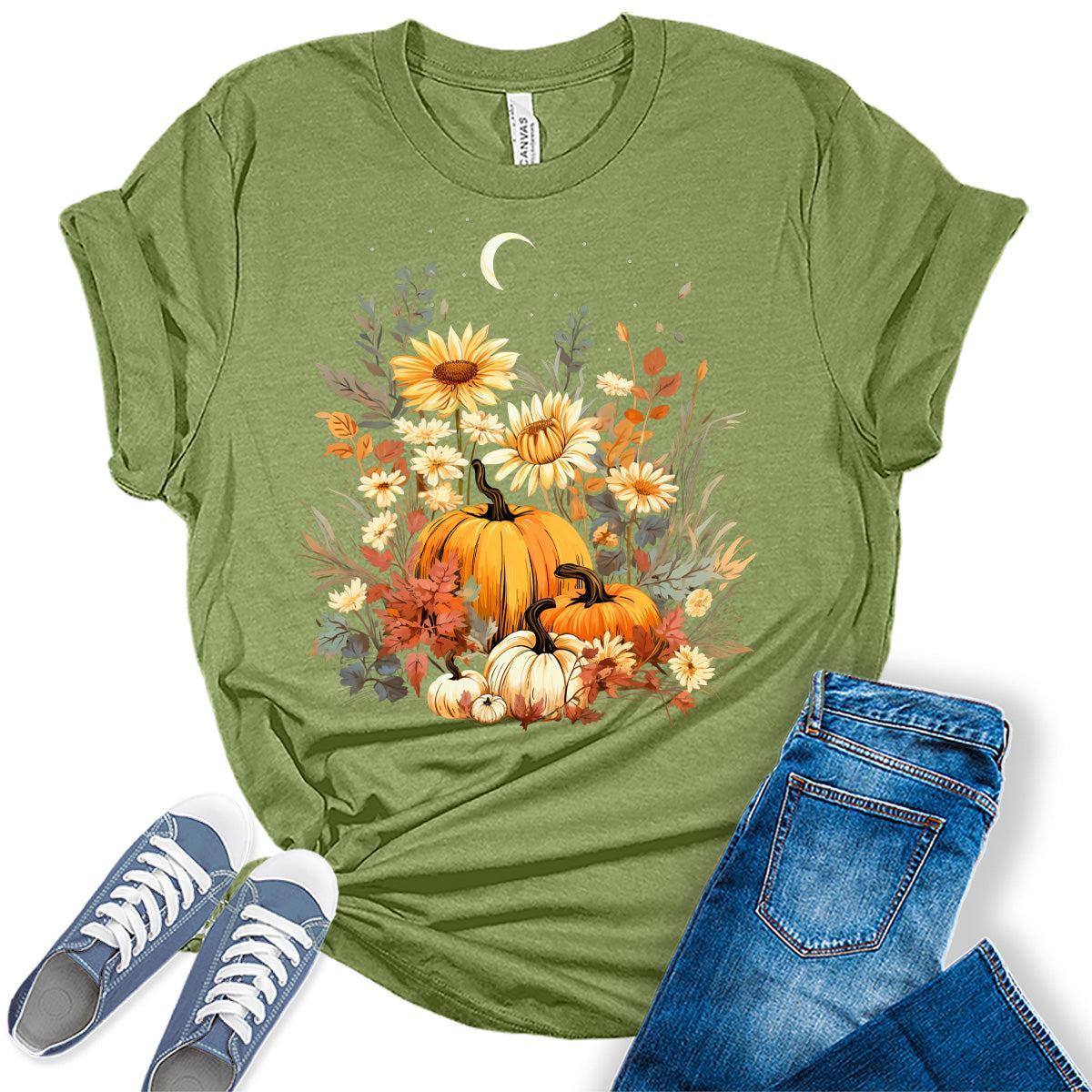 Women's Vintage Fall Boho Pumpkin Shirt