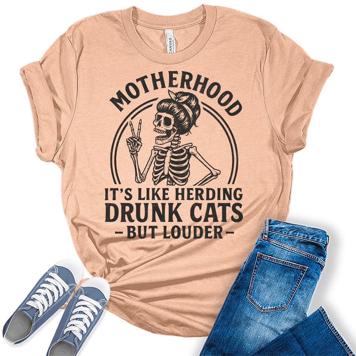 Mom Shirt Funny Womens Motherhood Graphic Tees Bella Plus Size Casual Tops
