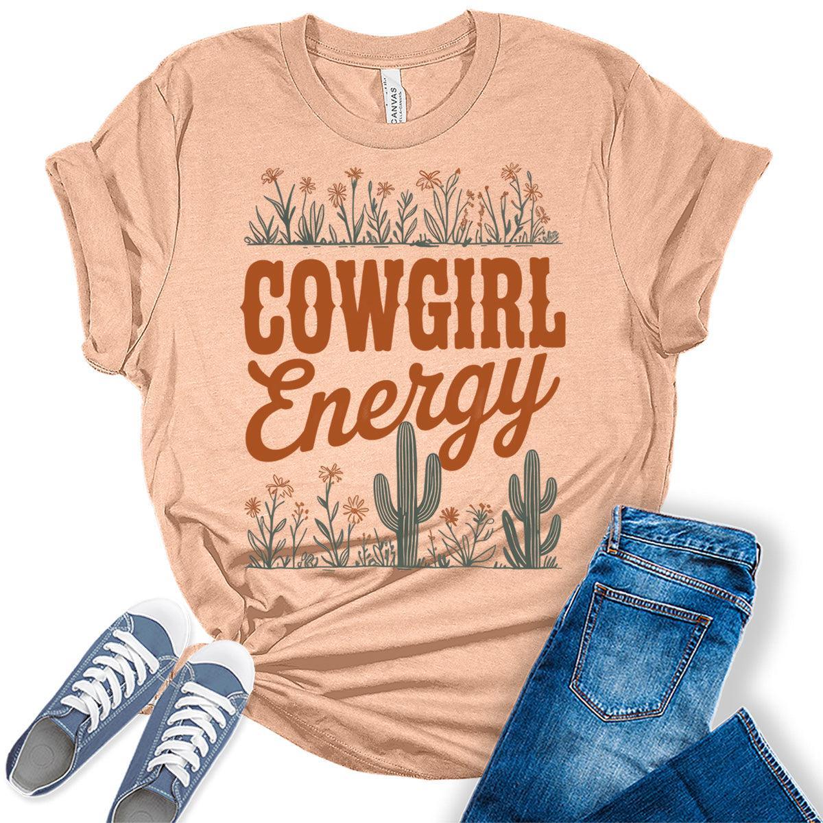 Cowgirl Energy Shirt Western Graphic Tees Bella Plus Sized Womens Tops