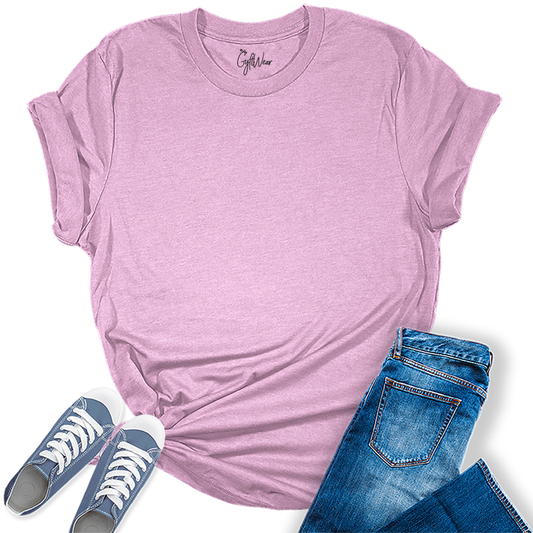 Womens Heather Prism Lilac T Shirts Premium Casual Short Sleeve Shirts Oversized Summer Tops