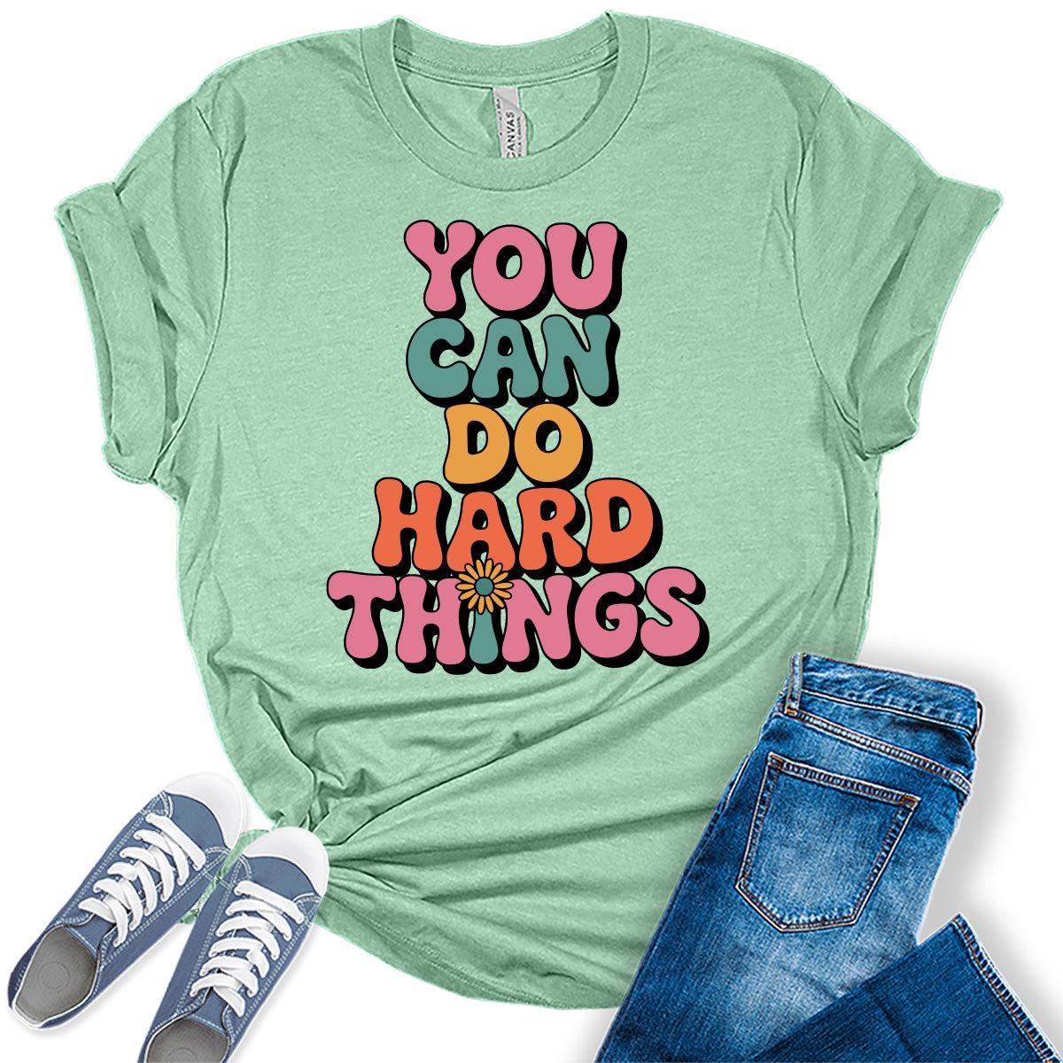 You Can Do Hard Things Teacher Shirt Back to School Shirts Cute Graphic Tee Short Sleeve Plus Size Womens Tops