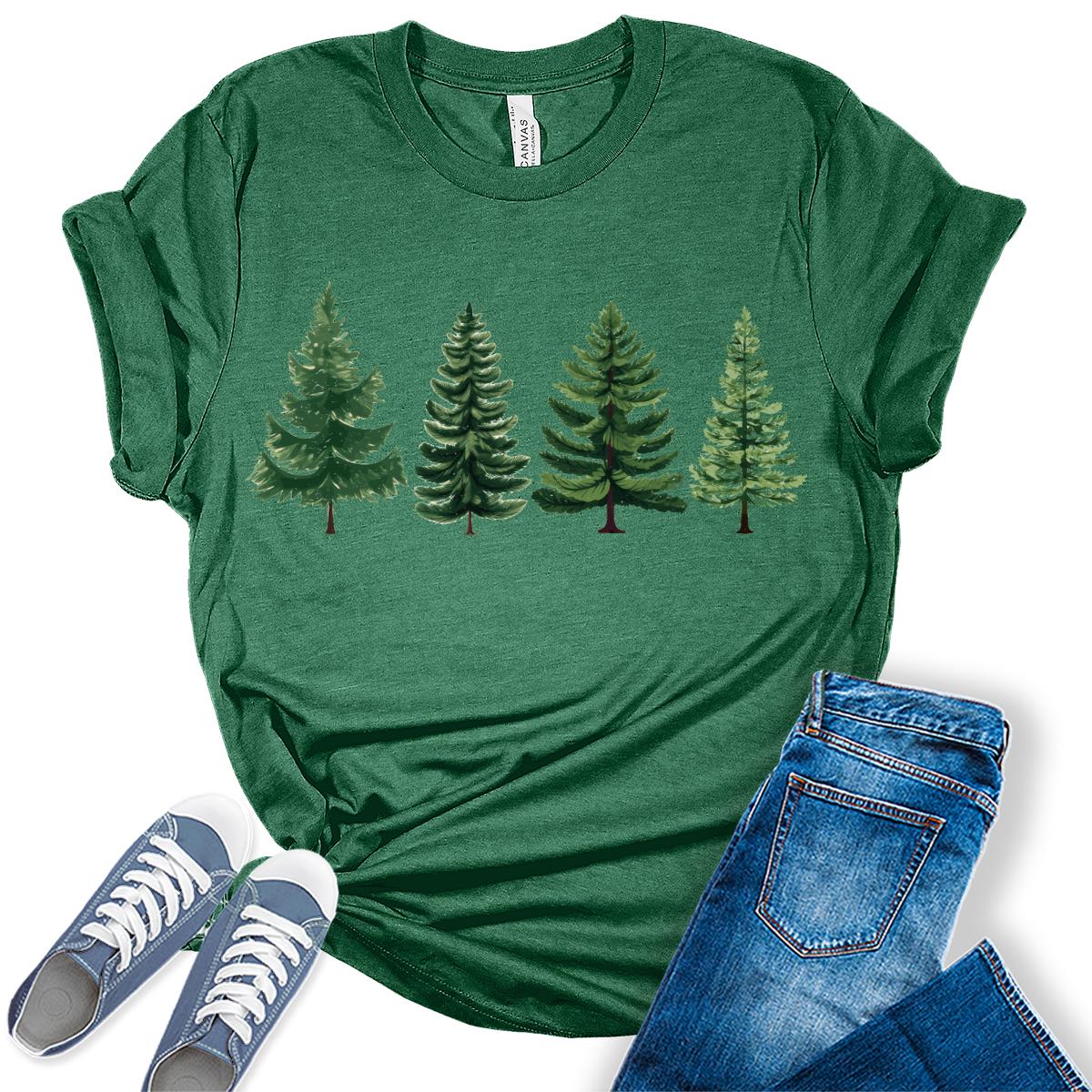 Evergreen Trees Womens Funny Christmas Graphic T-shirt
