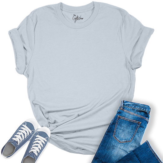 Womens Light Blue T Shirts Premium Casual Short Sleeve Shirts Oversized Summer Tops