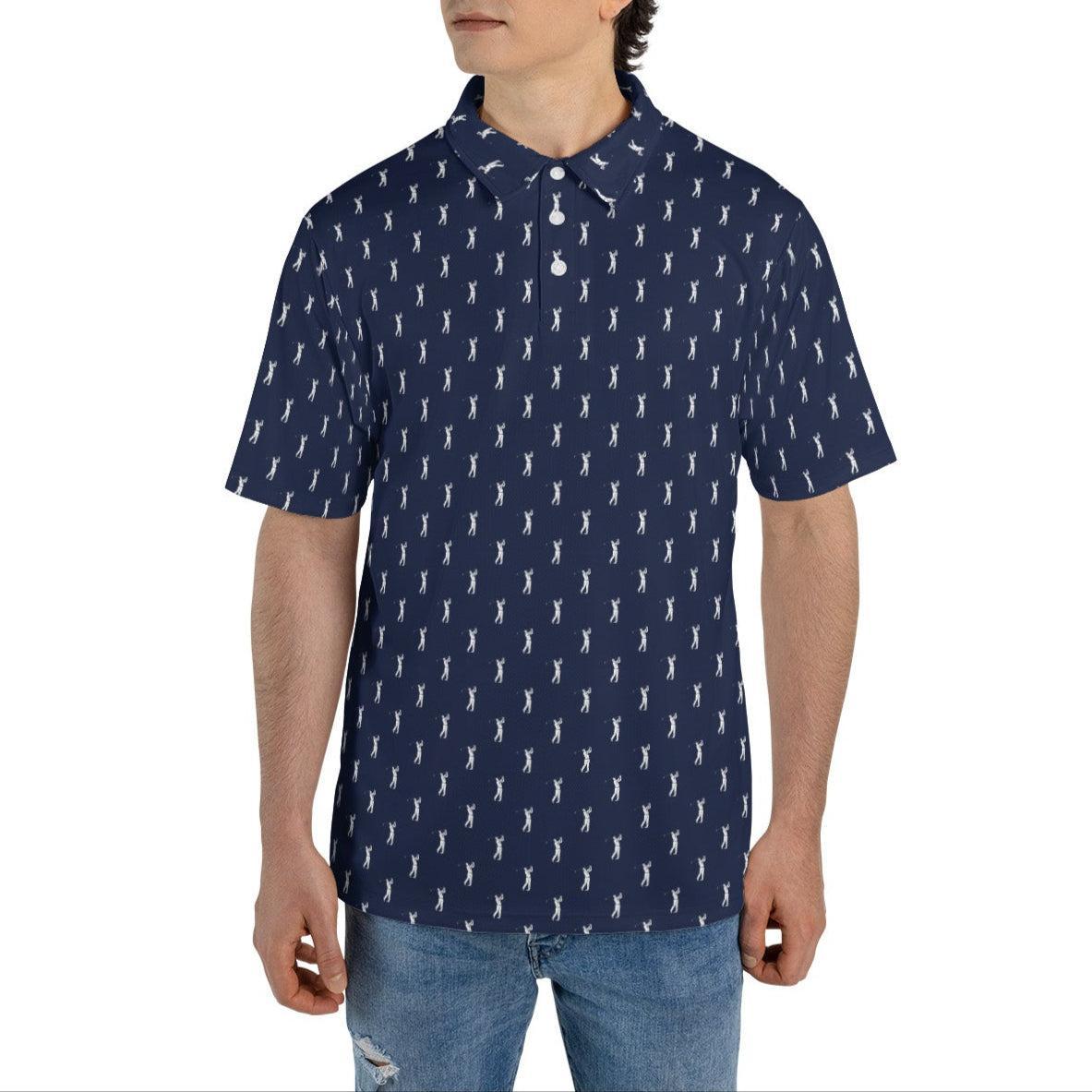 Mens Navy Golf Polo Shirts Short Sleeve Dry Fit Performance Moisture Wicking Casual Golf Shirts for Men